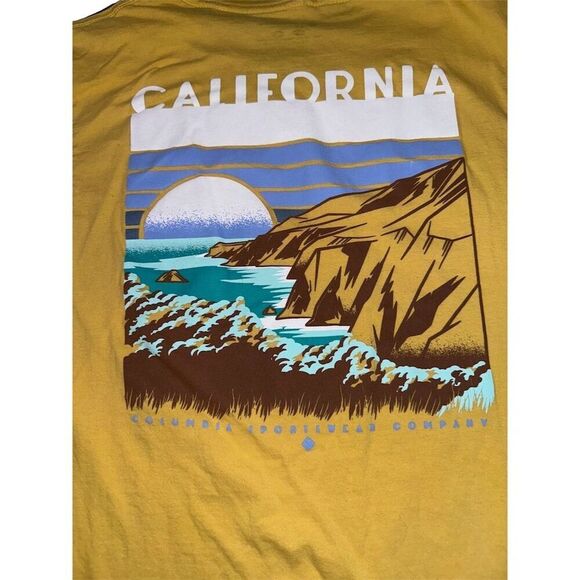 Columbia Men's M Yellow California Graphic Print T-Shirt Short Sleeve - Picture 7 of 7